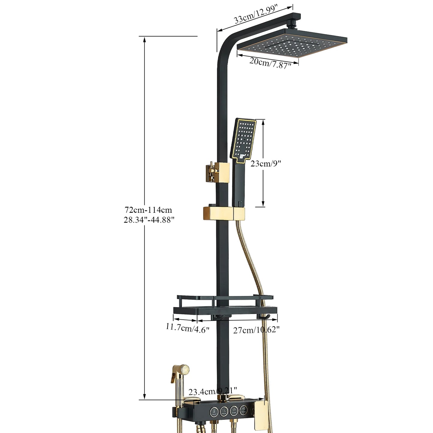 Fmhjfisd Rainfall Shower Faucet Set Brass 4Way Liftable Shower
