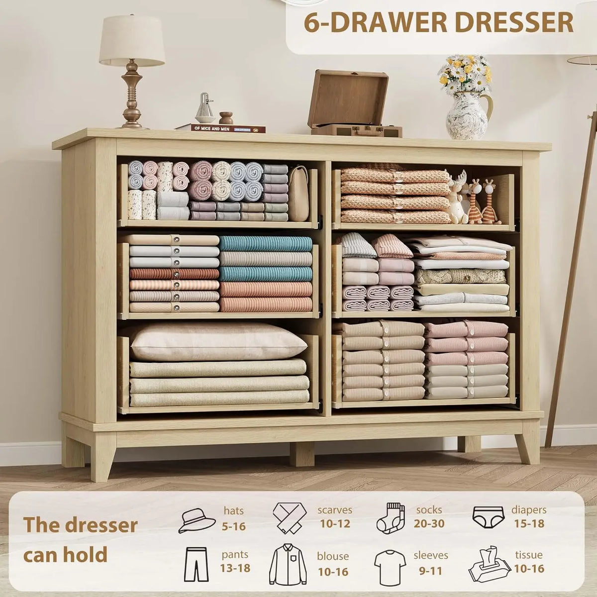 HobbyLane Wooden Dresser With Spacious Storage Drawers