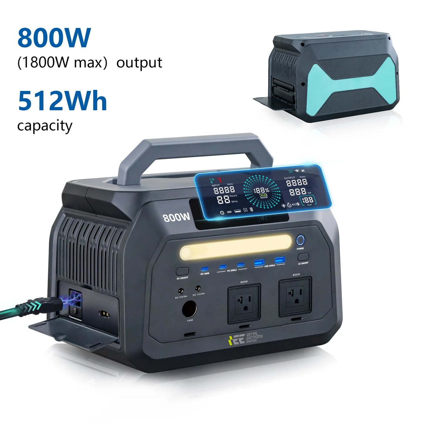 OSCAL 800W Portable Power Station 512Wh LiFePO4 Solar Generator