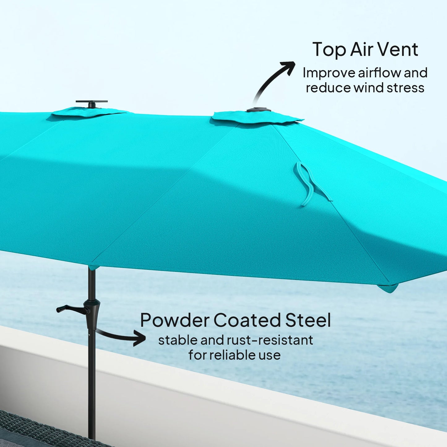 Outsunny Double-Sided Patio Umbrella With Solar Lights And Crank