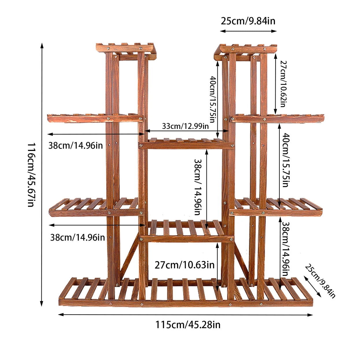 Wisfor Wooden Multi Tier Indoor Outdoor Plant Display Stand Shelf