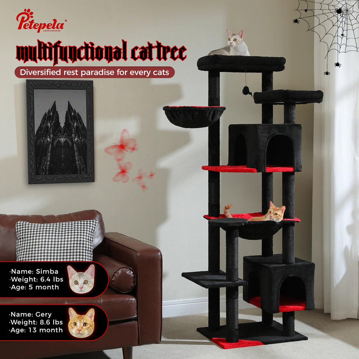 PAWZ Road Indoor Cat Tree With Hammock And Scratching Posts