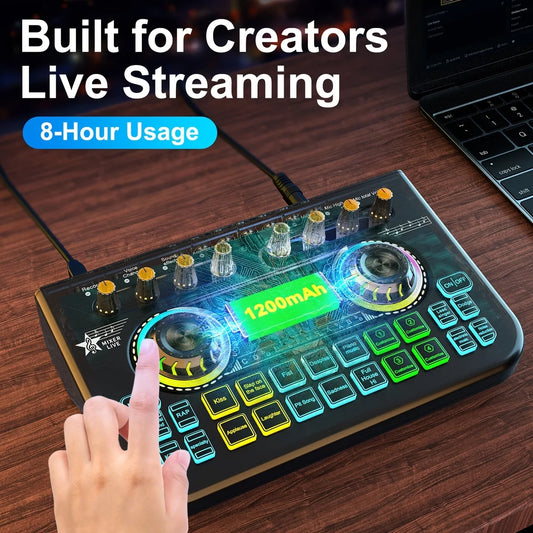 Tenlamp Mic Mixer Set for Podcast Streaming and DJ Studio