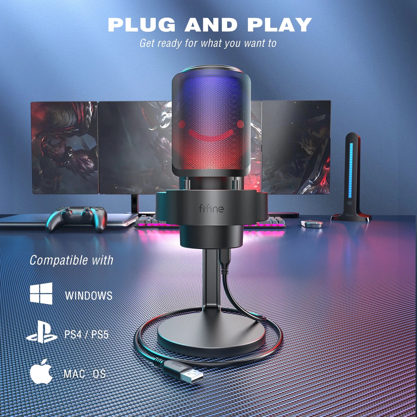 FIFINE USB Microphone For Recording And Streaming PC Mac