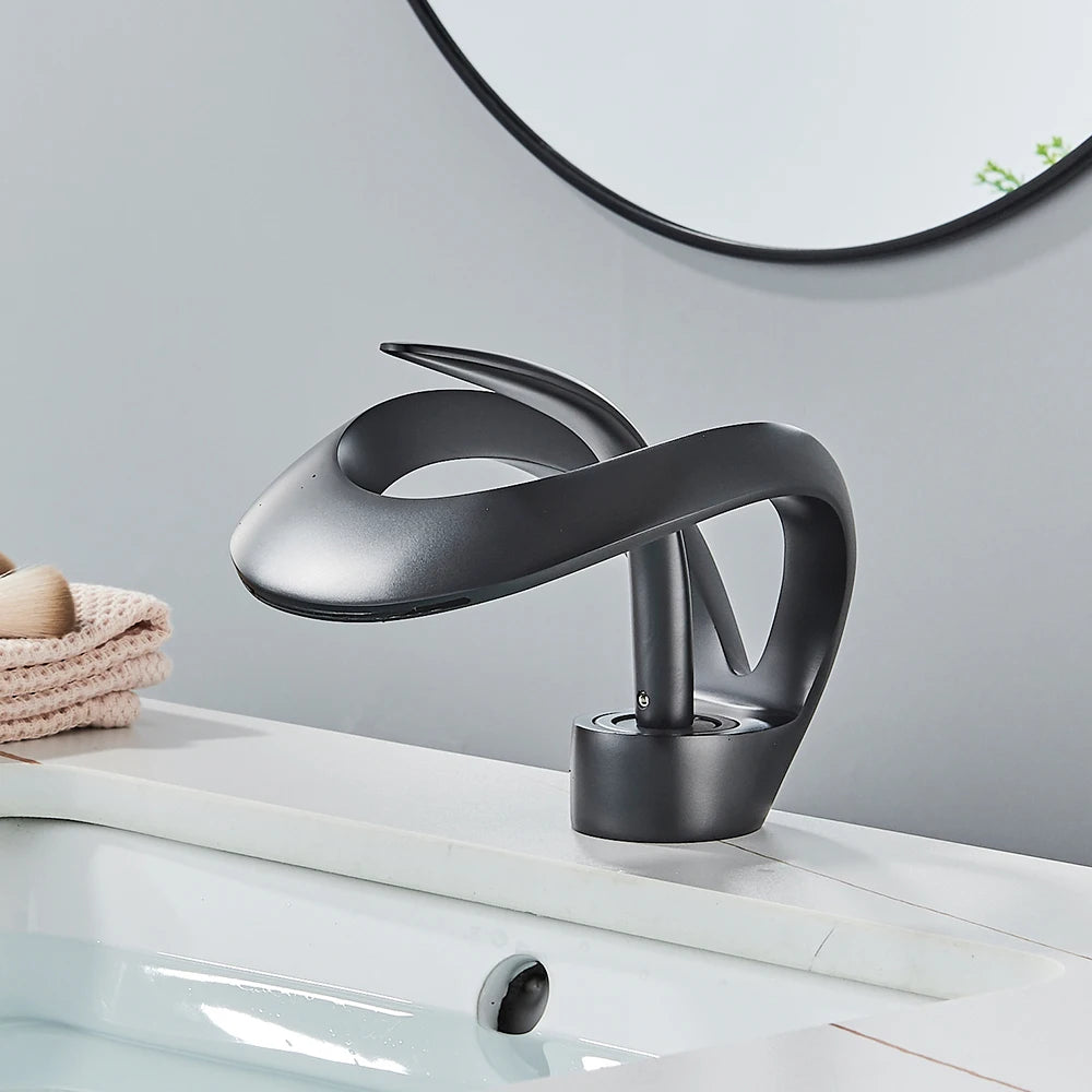 Rozin Waterfall Basin Faucet Deck Mount Mixer Tap Hot Cold