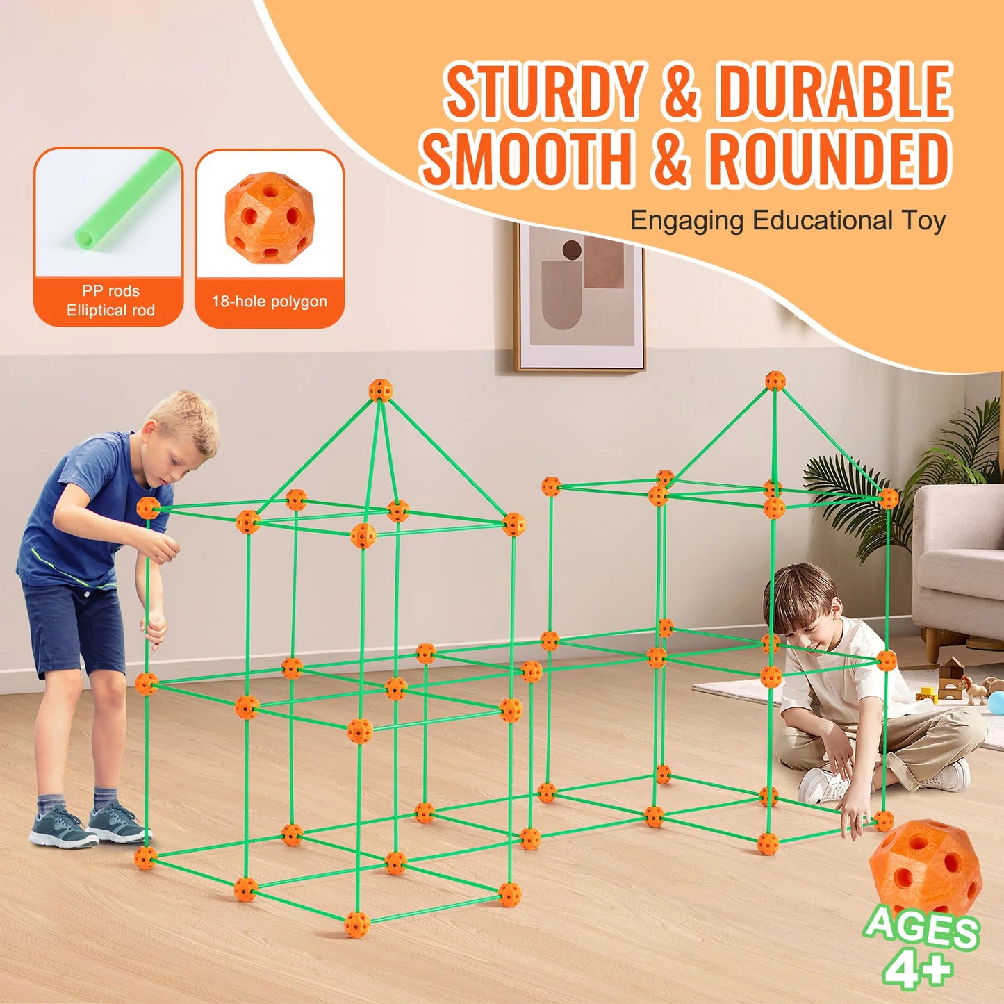SucceBuy Fort Building Kit For Kids STEM Castle Indoor Play Tent