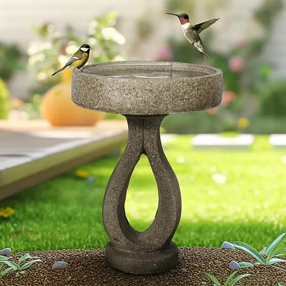Modern Concrete Bird Bath Garden Outdoor Decor Statue
