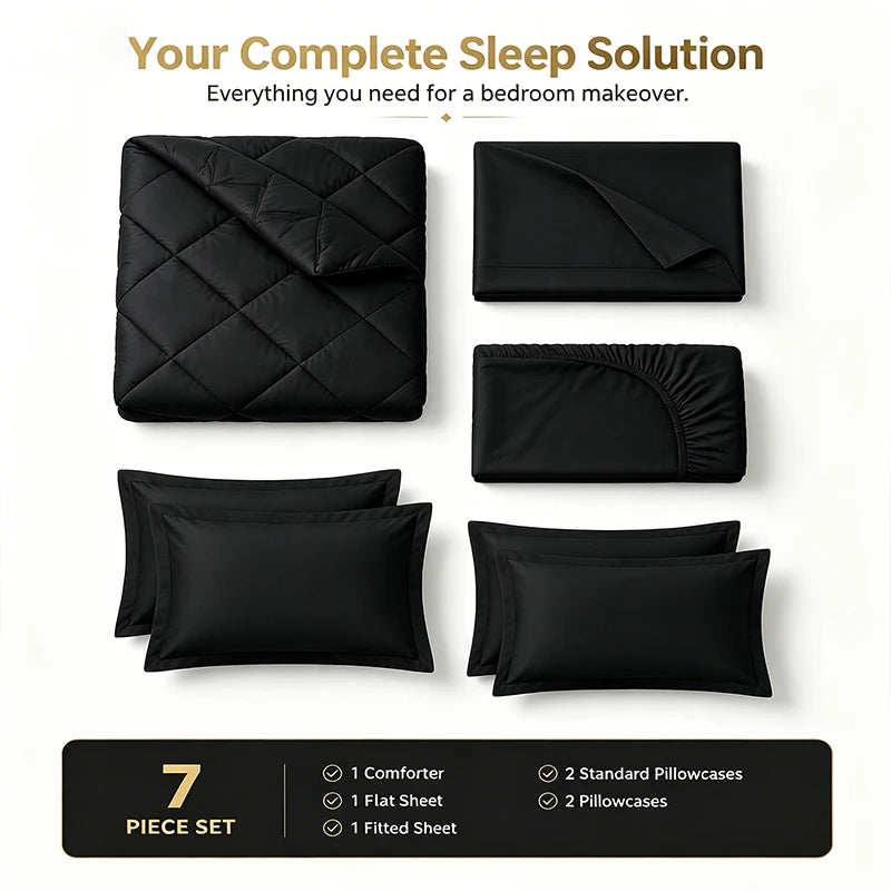 EasYum Brushed Polyester Bedding Set With Quilted Comforter