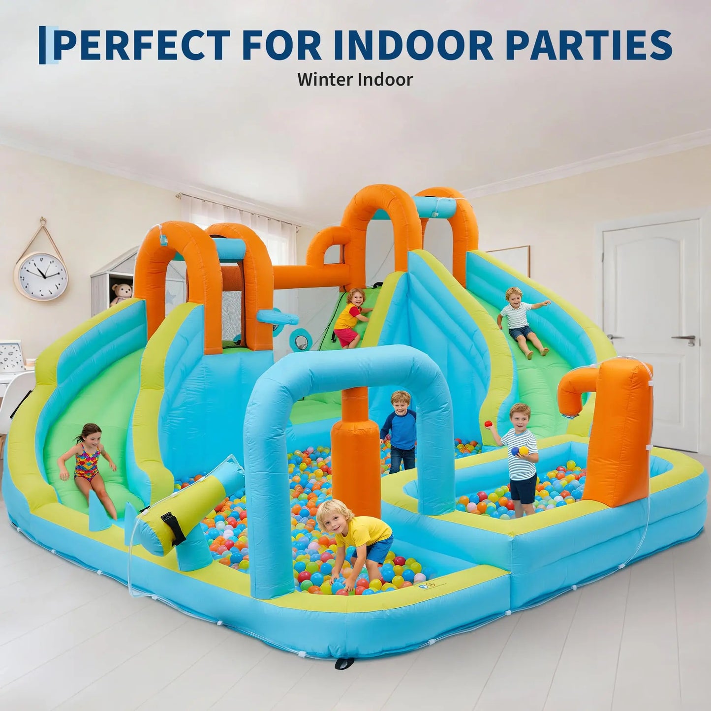 HiMISS 10-in-1 Inflatable Bounce House With Slide For Backyard Fun