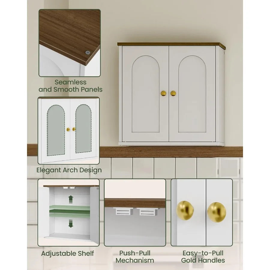 XIUWO Bathroom Wall Cabinet With Adjustable Shelves Farmhouse Style