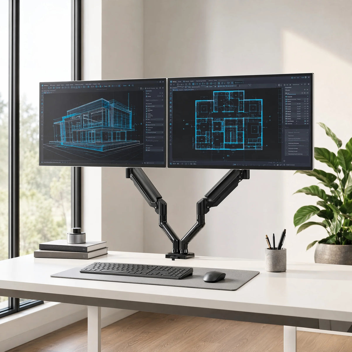 K Kyspho Adjustable Dual Monitor Mount With Stable Vesa Support