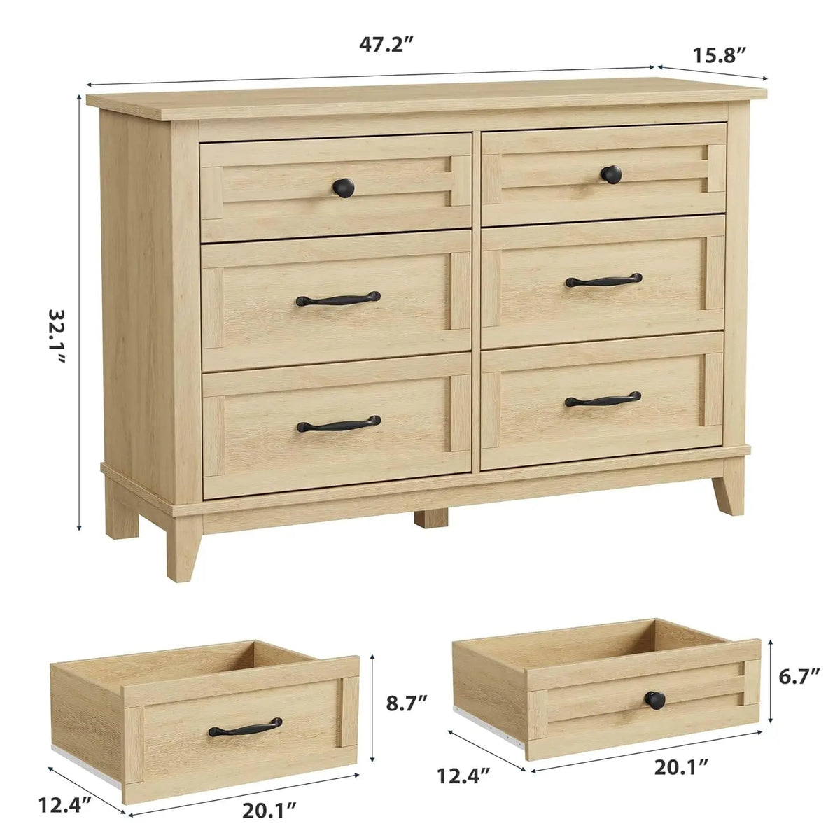 HobbyLane Wooden Dresser With Spacious Storage Drawers