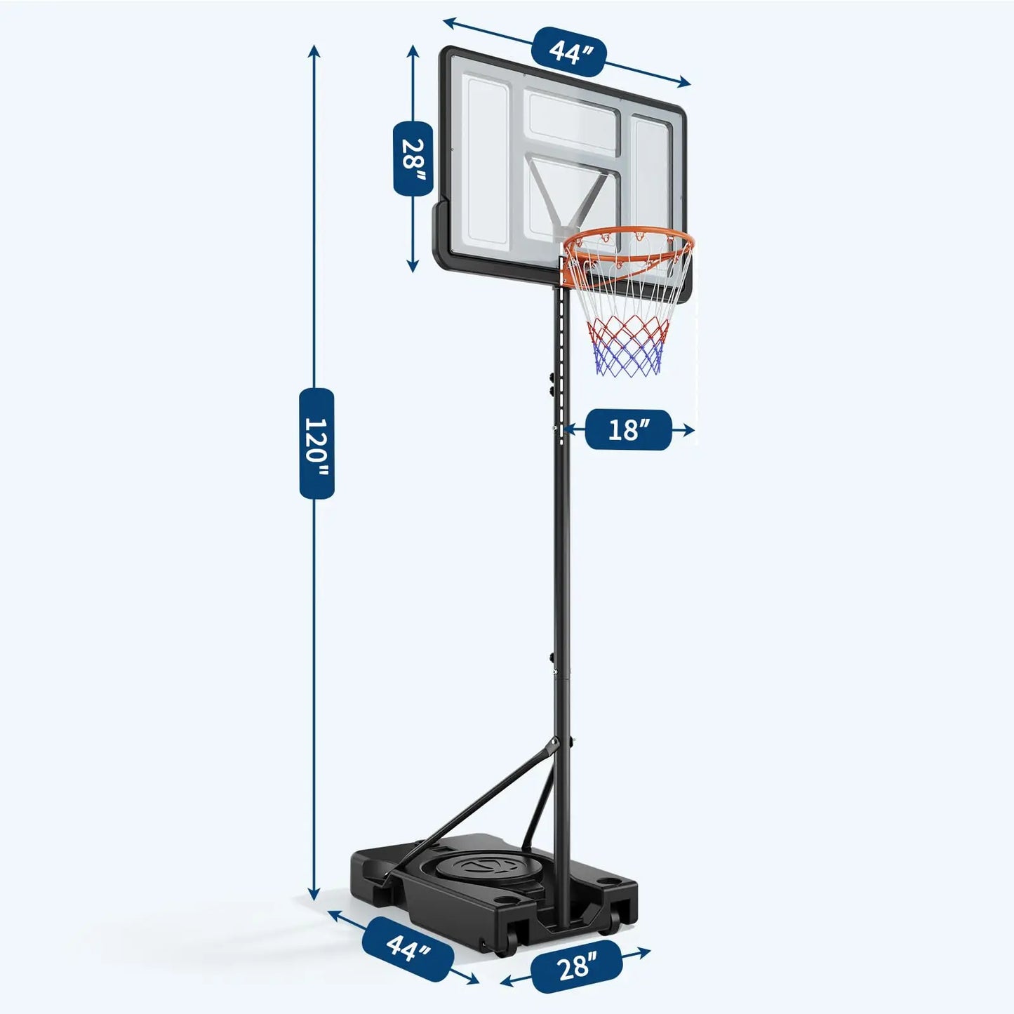 HiMISS Portable Adjustable Outdoor Basketball Hoop With Wheels