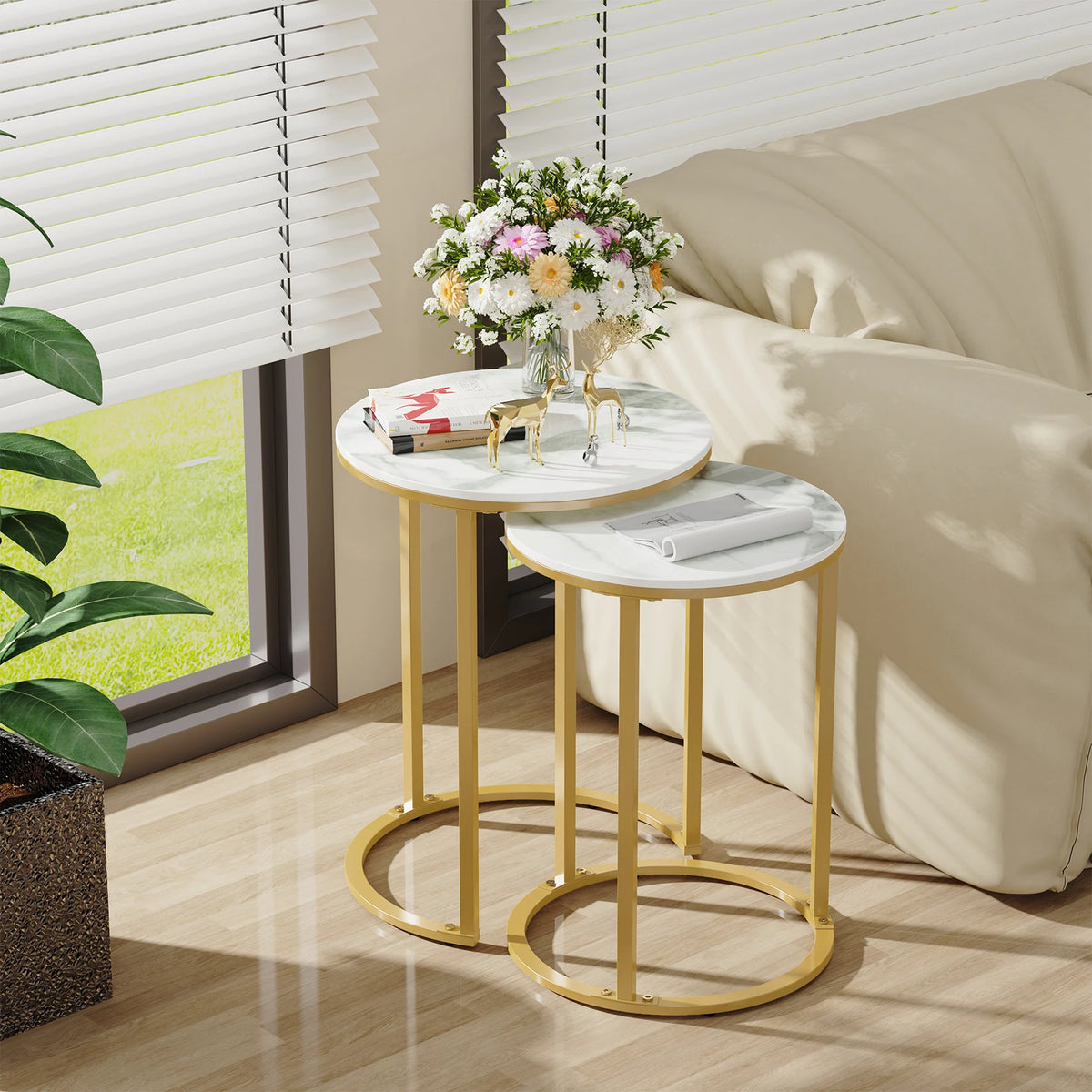 Wisfor Set Of 2 Round Sintered Stone Nesting Tables