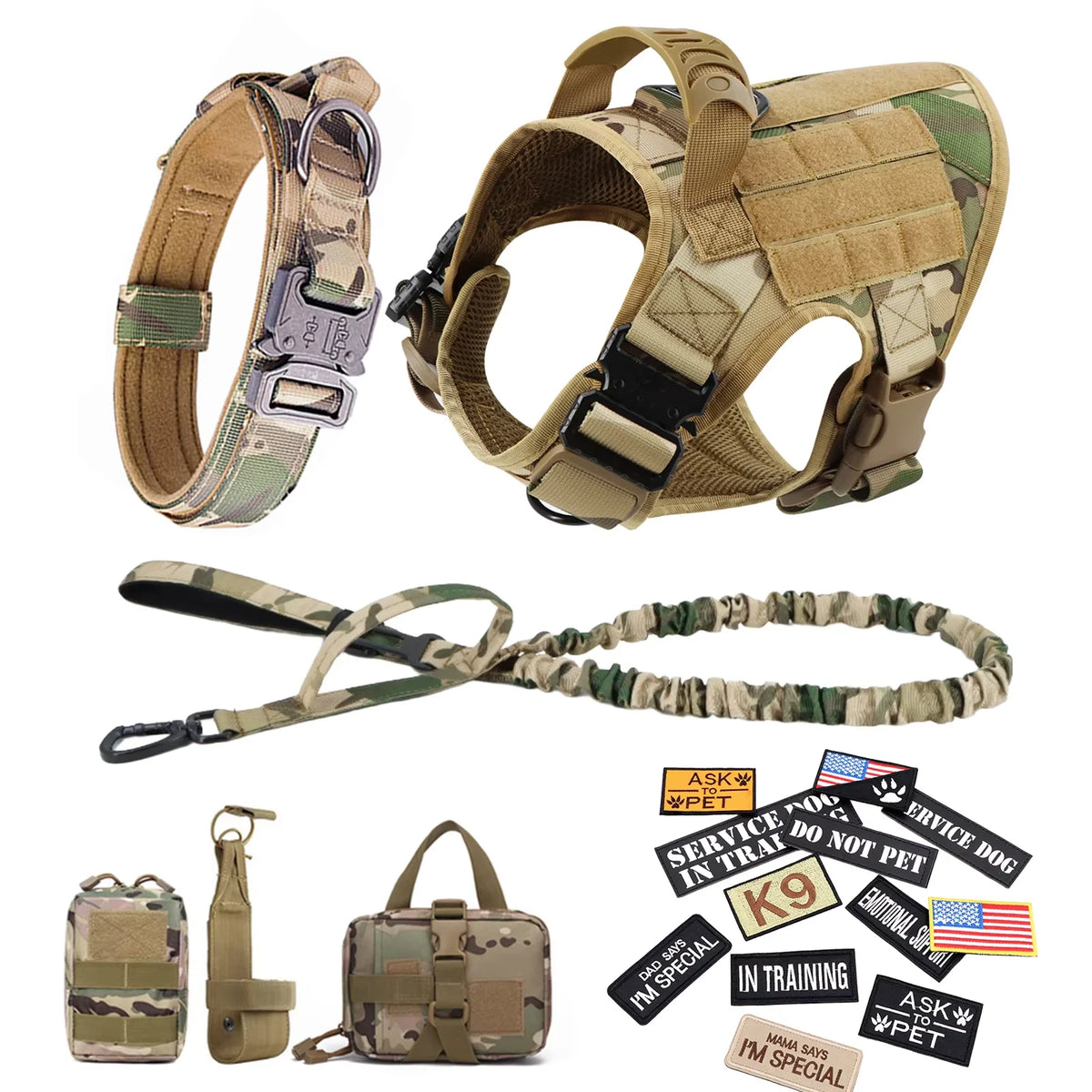 PetraVel Tactical Dog Vest Harness Set With Quick Release Buckle