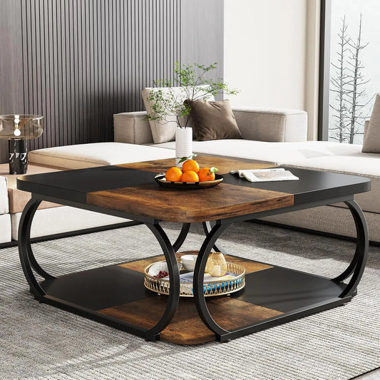 Little Tree Square Coffee Table With Two Tiers Farmhouse Storage
