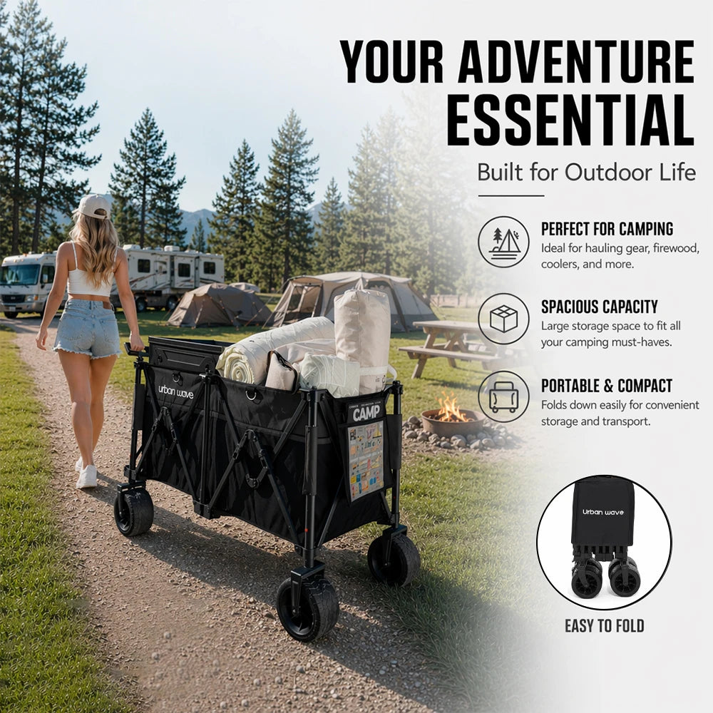 Heavy-Duty Folding Beach Cart With 680-Lb Capacity And All-Terrain Wheels