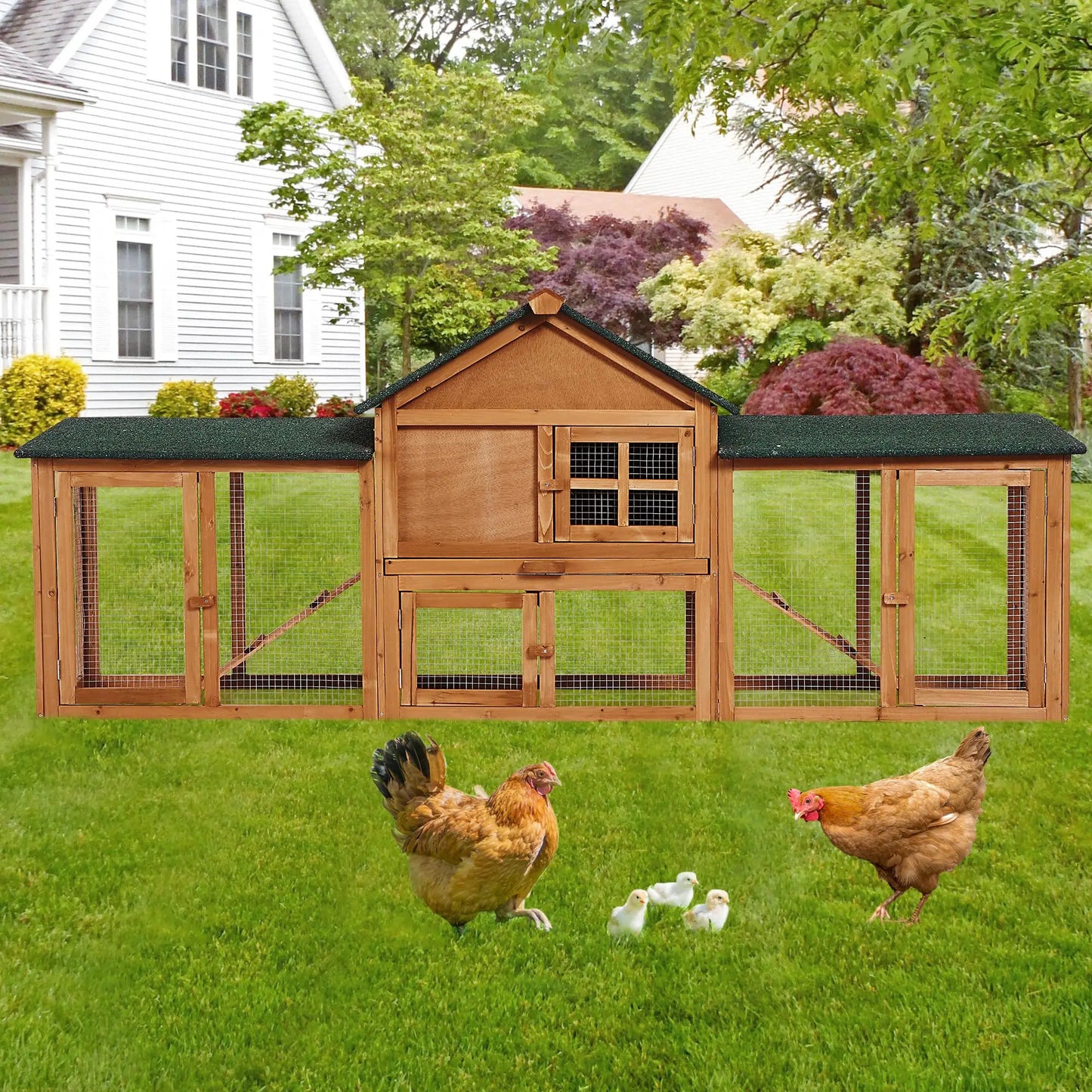 DishyKooker 2-Story Bunny Hutch With Double Runs Outdoor Cage