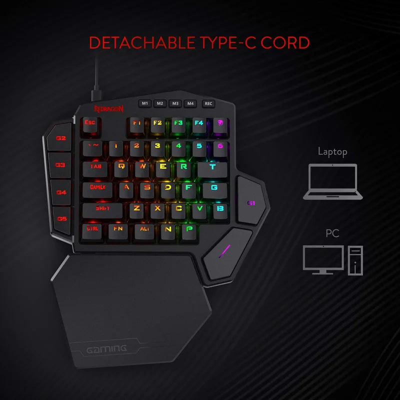 Redragon K585 One Handed Mechanical Gaming Keyboard With Wrist Rest
