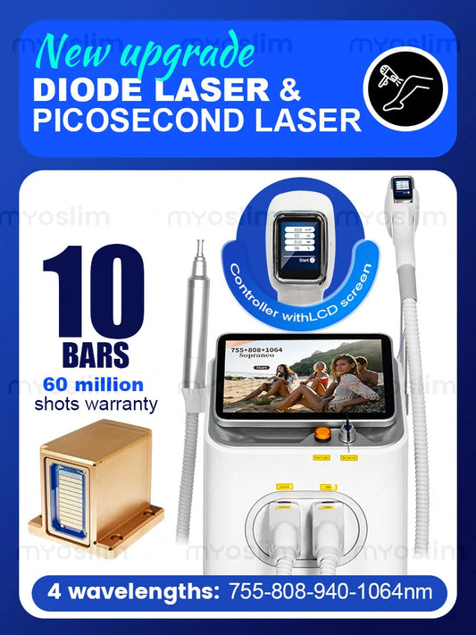 Myoslim 2in1 Diode Laser Hair And Tattoo Removal Machine 808nm