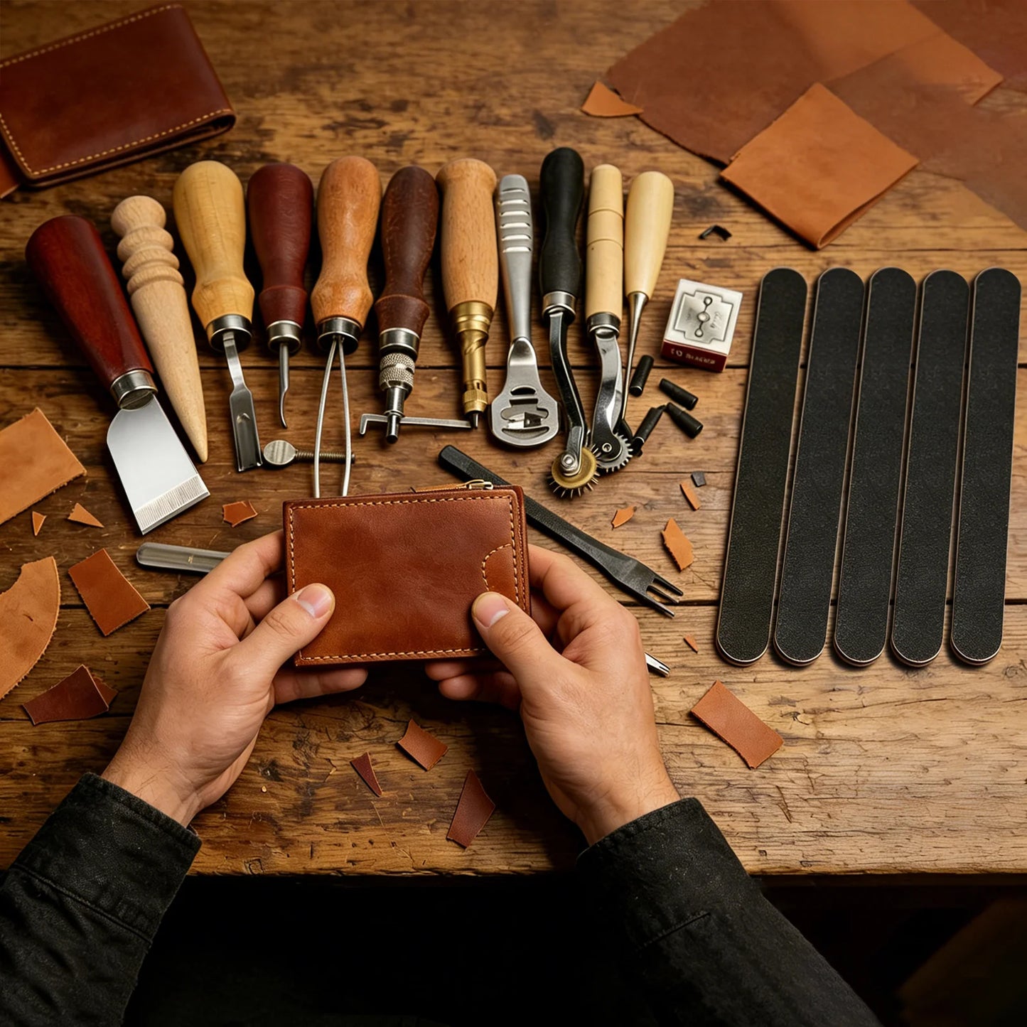 Bymaocar Leather Tools 19 Pcs Kit With Stainless Steel Blades