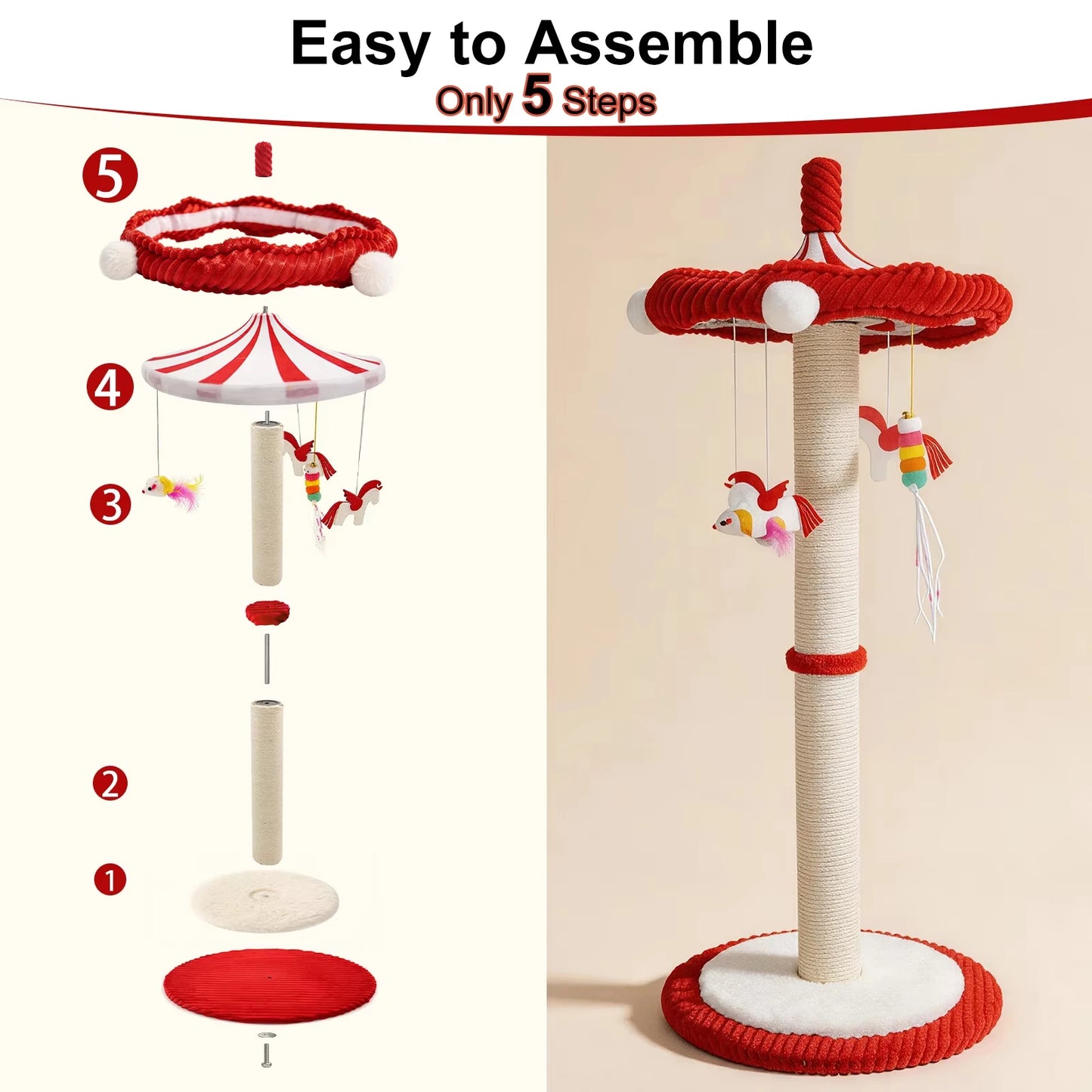 CWV Rotating Interactive Cat Scratching Post for Indoor Cats