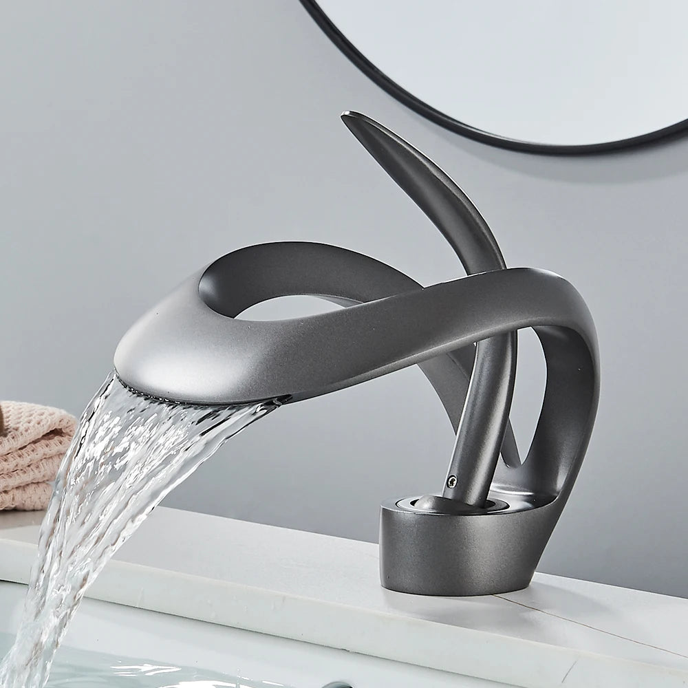 Rozin Waterfall Basin Faucet Deck Mount Mixer Tap Hot Cold