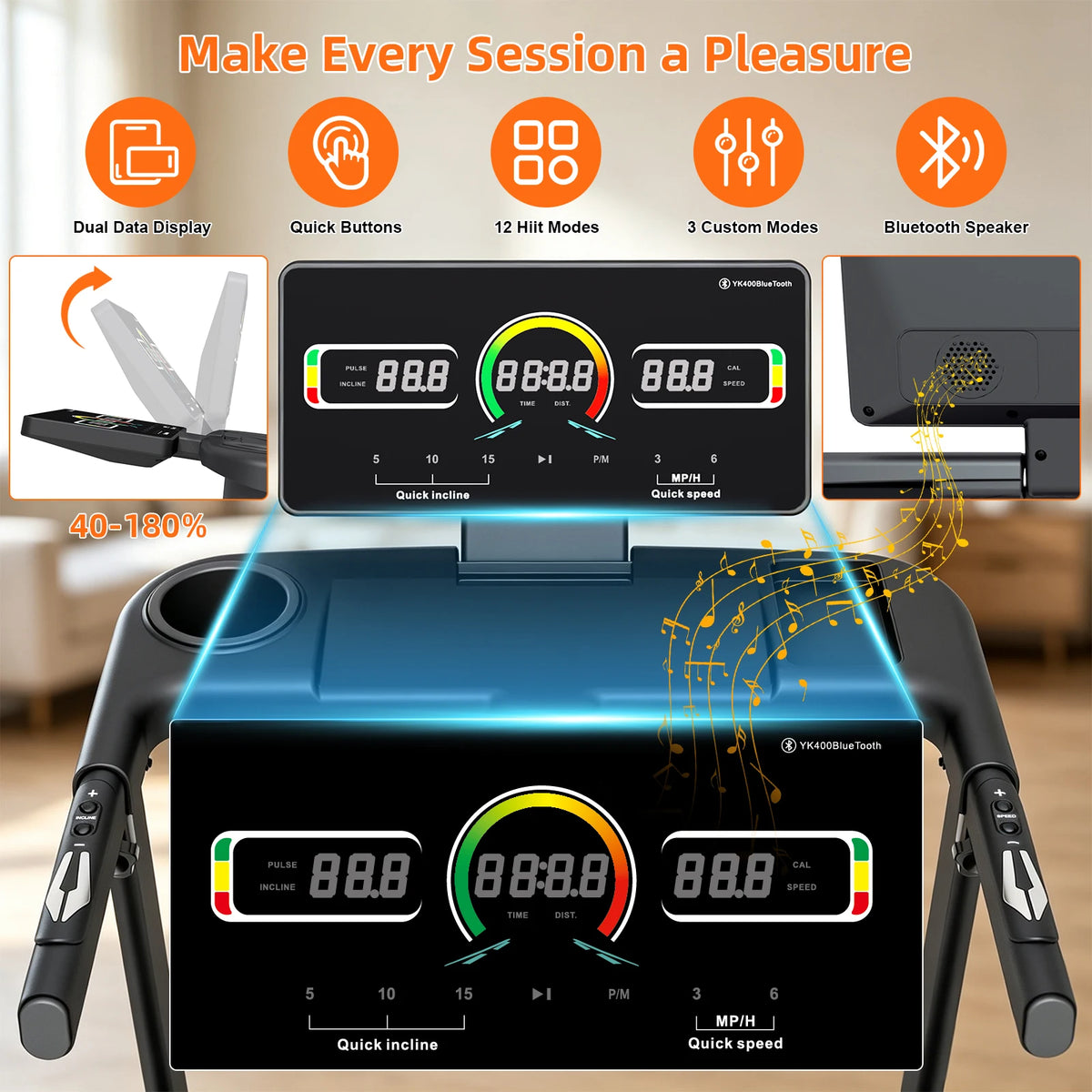 Motorized Treadmill Featuring Auto Incline And Heart Rate Monitor Indoor