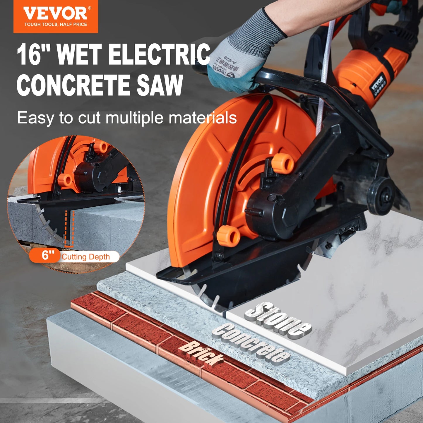 SucceBuy 15A Electric Concrete Circular Saw With Adjustable Depth