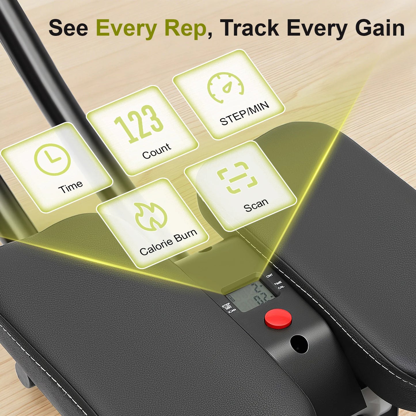 Ab Machine With LED Display 3-Level Adjustable Foldable Home Gym