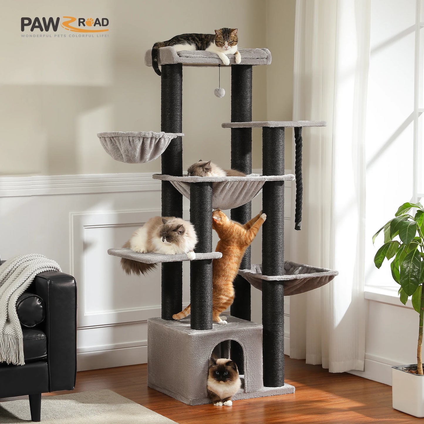 PAWZ Road Cat Tree Tower With Multiple Levels Hammock