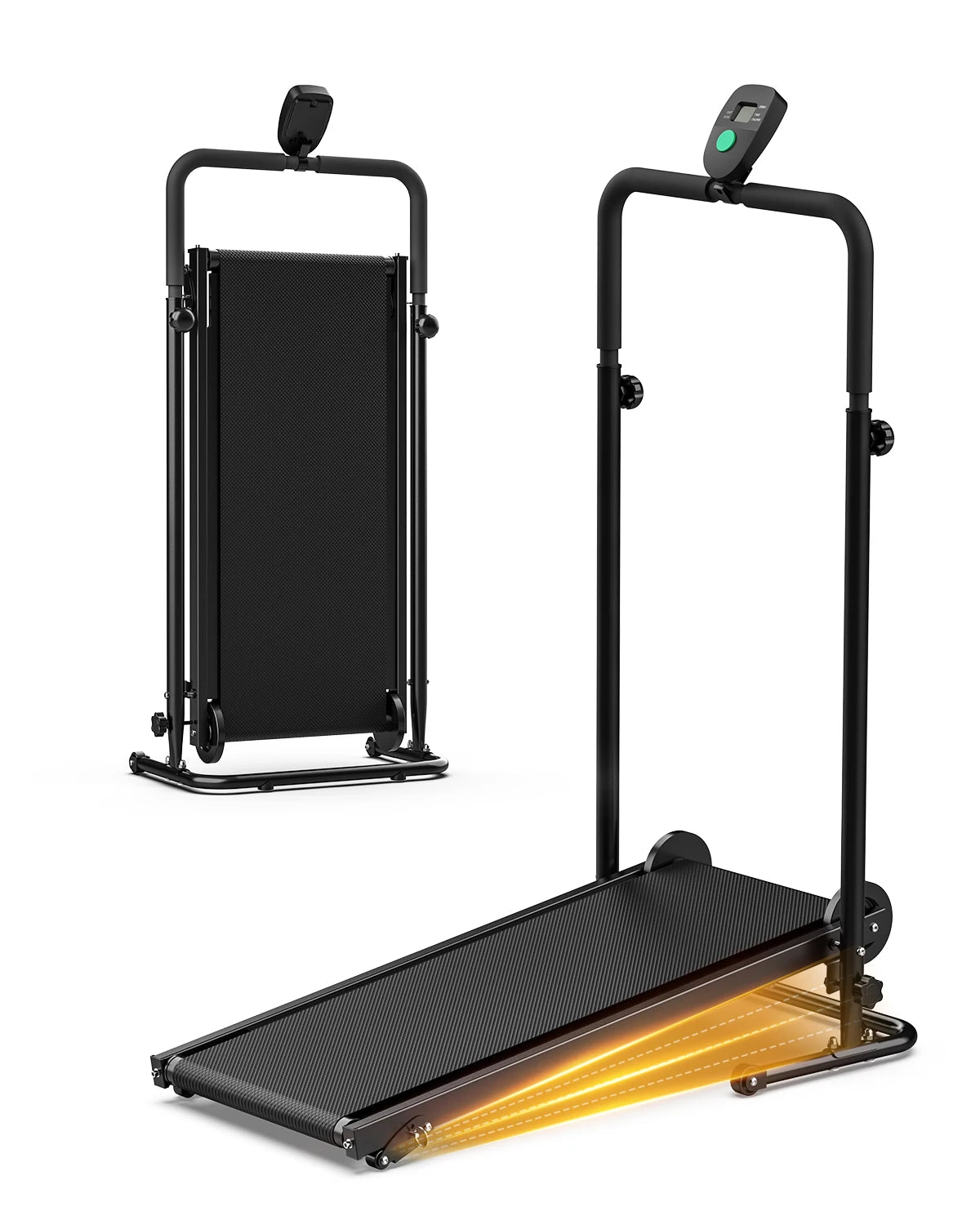 AKLUER Motorless Treadmill With Dual Flywheels And LCD Monitor