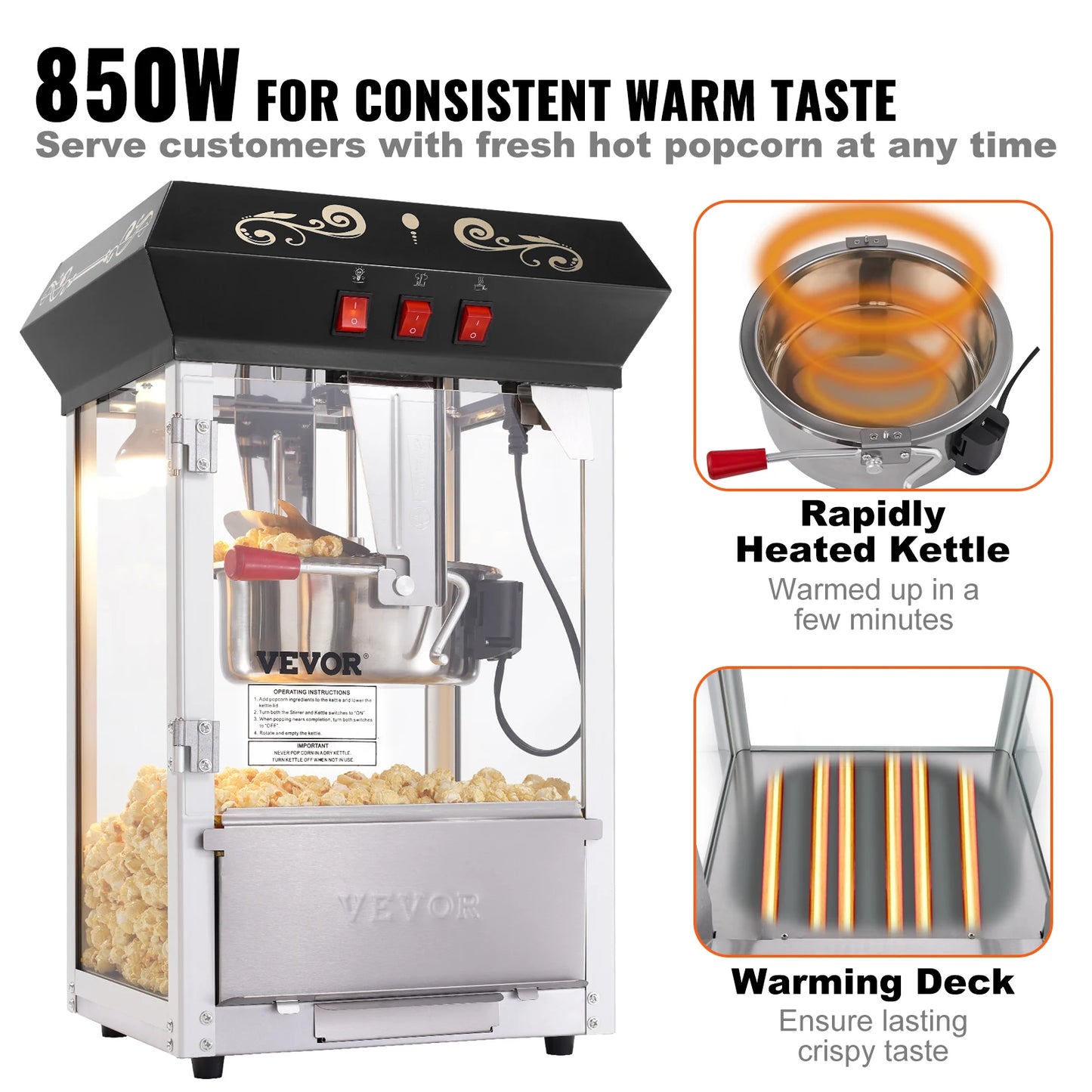 SucceBuy Countertop Popcorn Maker Machine for Home Theaters