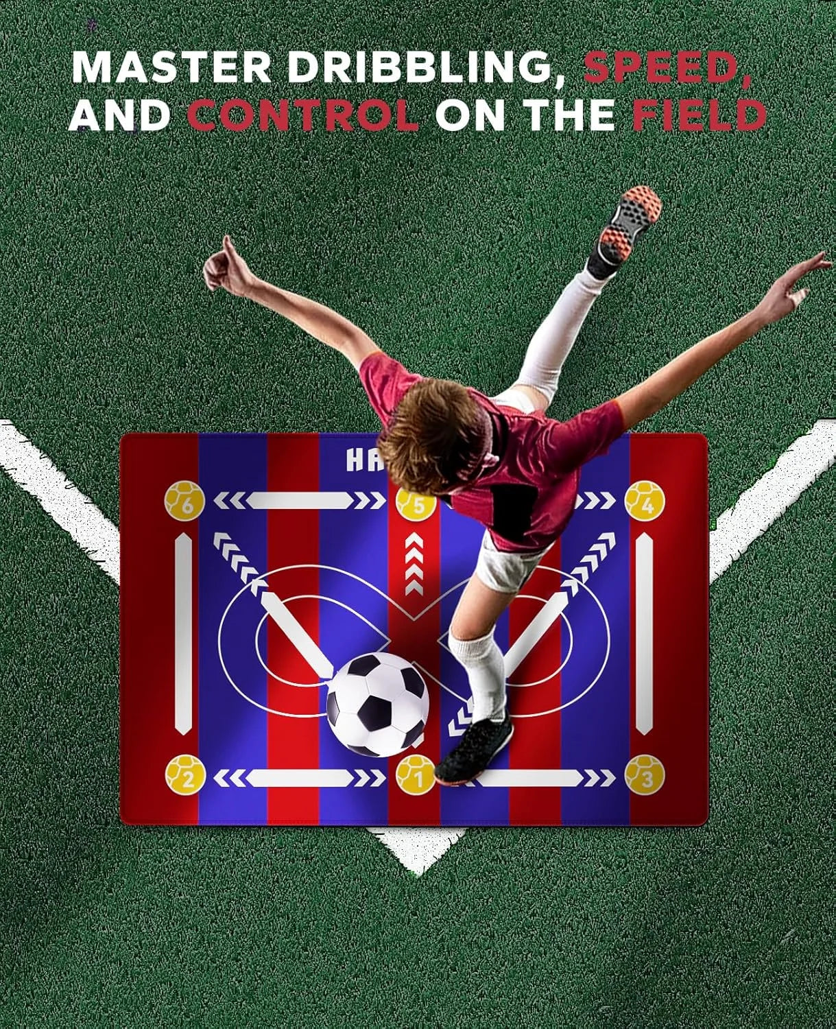 HAPBEAR Soccer Training Mat Anti Slip Footwork And Ball Mastery
