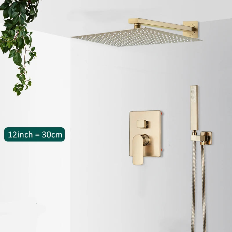 Quyanre Brushed Wall Mounted Shower System With Rainfall Faucet