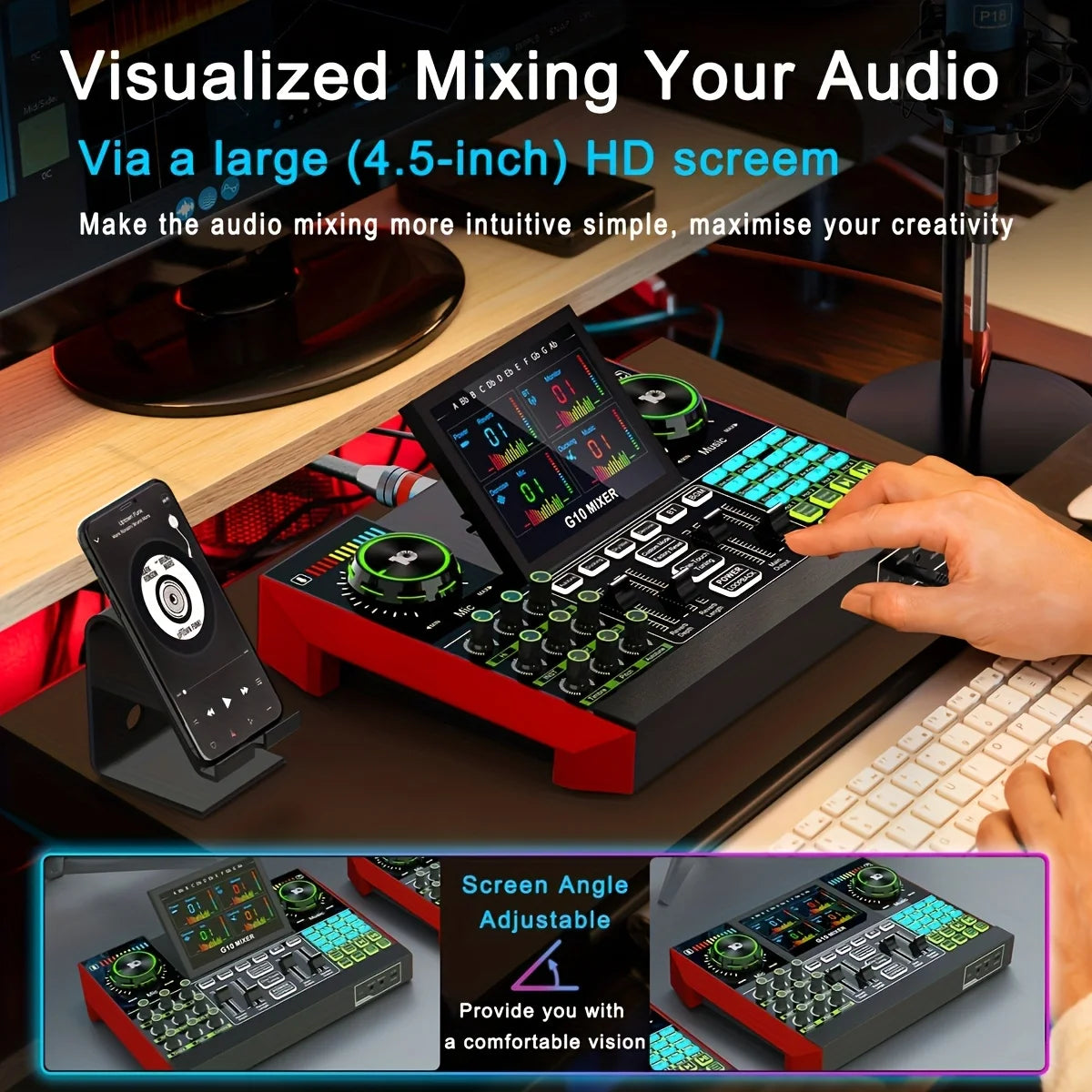 Tenlamp G10 Podcast Microphone Bundle With Live Mixer And Effects