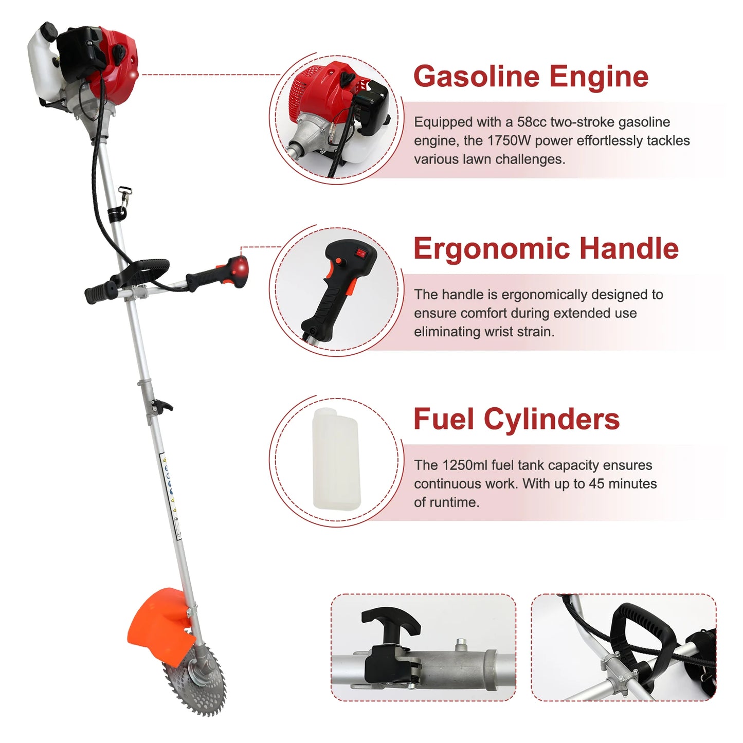 Gas Powered 4-In-1 Weed Wacker And Trimmer Tool For Lawns