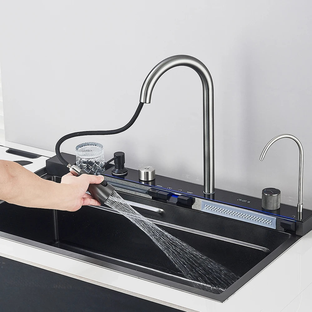 MYQualife Digital Display Integrated Kitchen Sink With Temperature Control