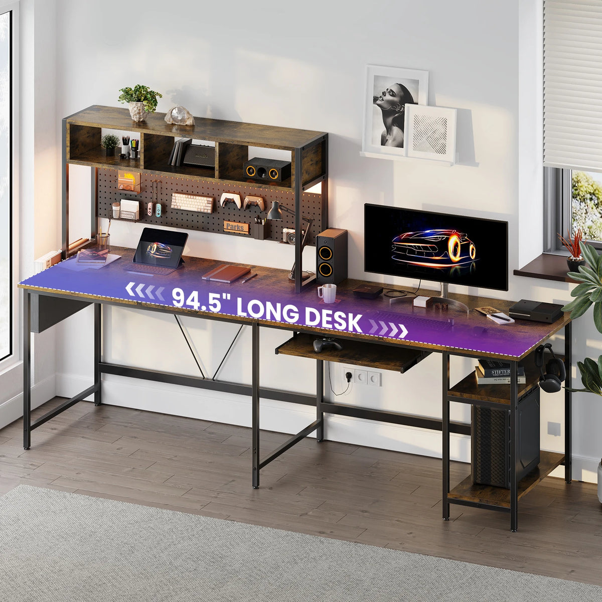 MCQ Reversible Standing Desk With LED Lighting For Home Office