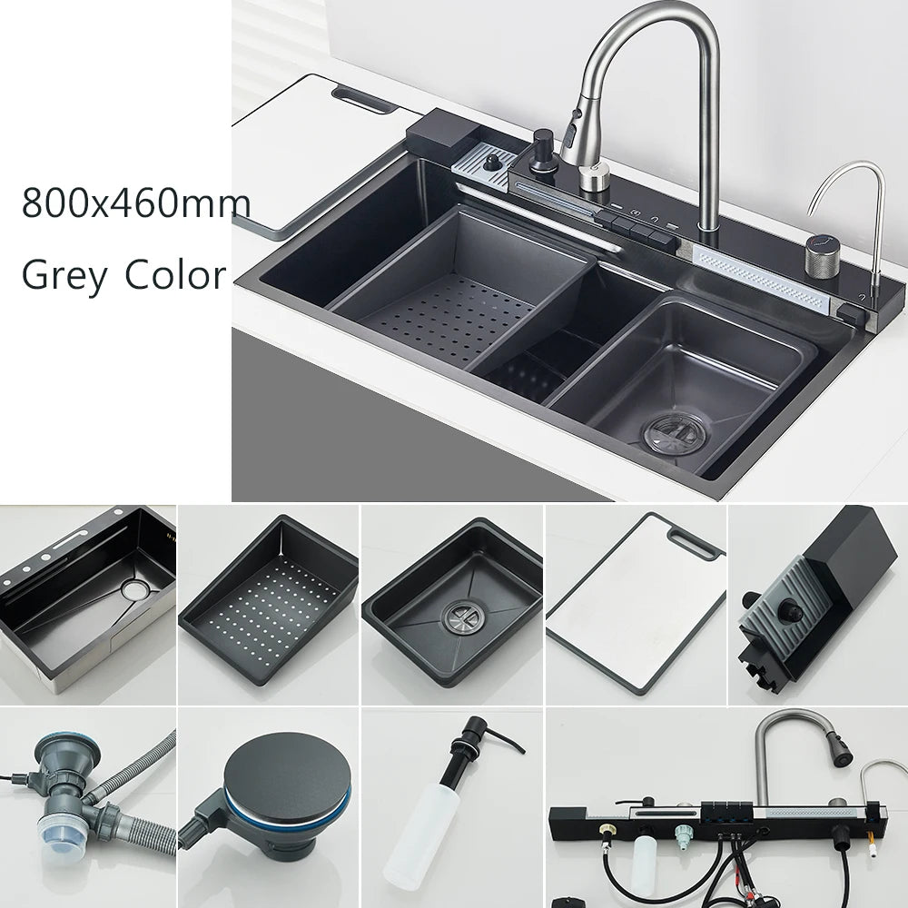 MYQualife Digital Display Integrated Kitchen Sink With Temperature Control