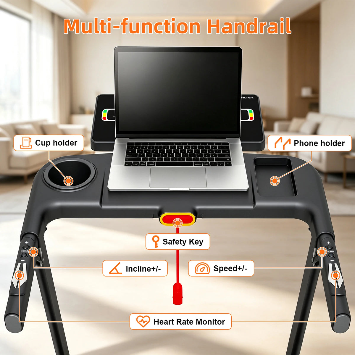 Motorized Treadmill Featuring Auto Incline And Heart Rate Monitor Indoor
