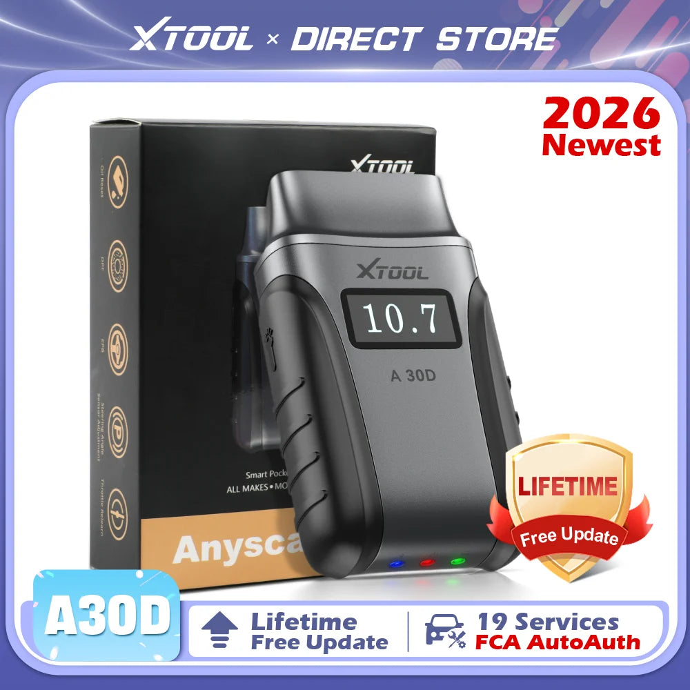 2026 New XTOOL Anyscan+ A30D V2.0 Lifetime Free OBD2 Scanner Bluetooth Diagnostic Tools All System 19 Resets Bi-directional FCA