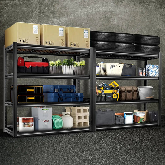 Heavy Duty Metal Garage Shelves With 4 Adjustable Steel Levels