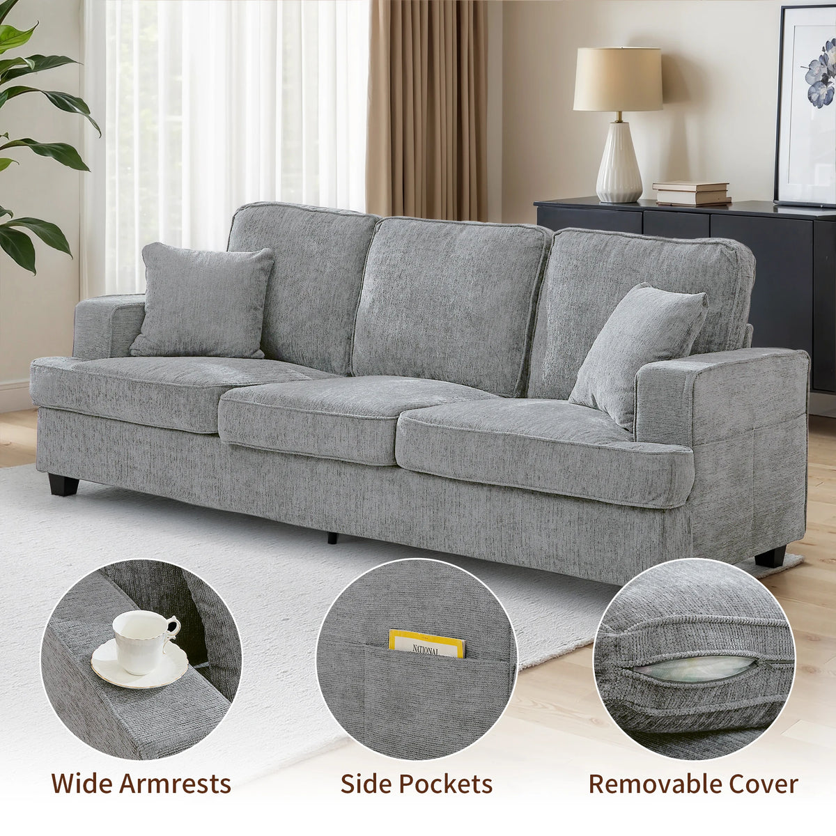 Modern Chenille Cloud Couch Sofa For Living Room Decor