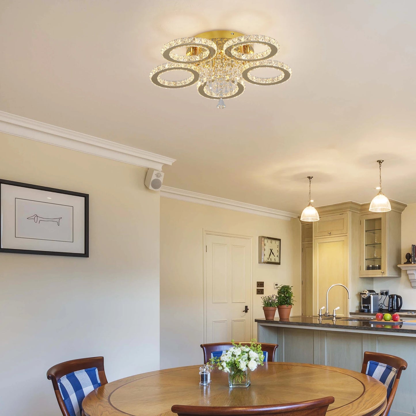 VETRULUS Crystal LED Ceiling Chandelier For Living Room Dining