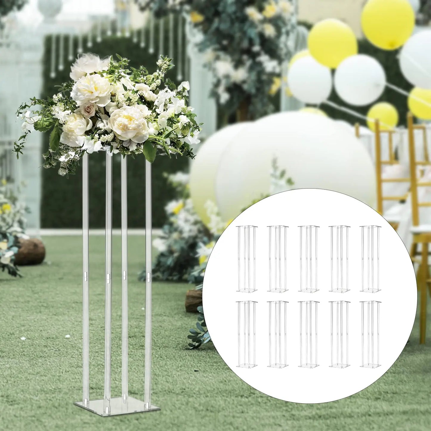 Acrylic Vase Column Stand 31.5 Inch Tall Centerpiece for Weddings