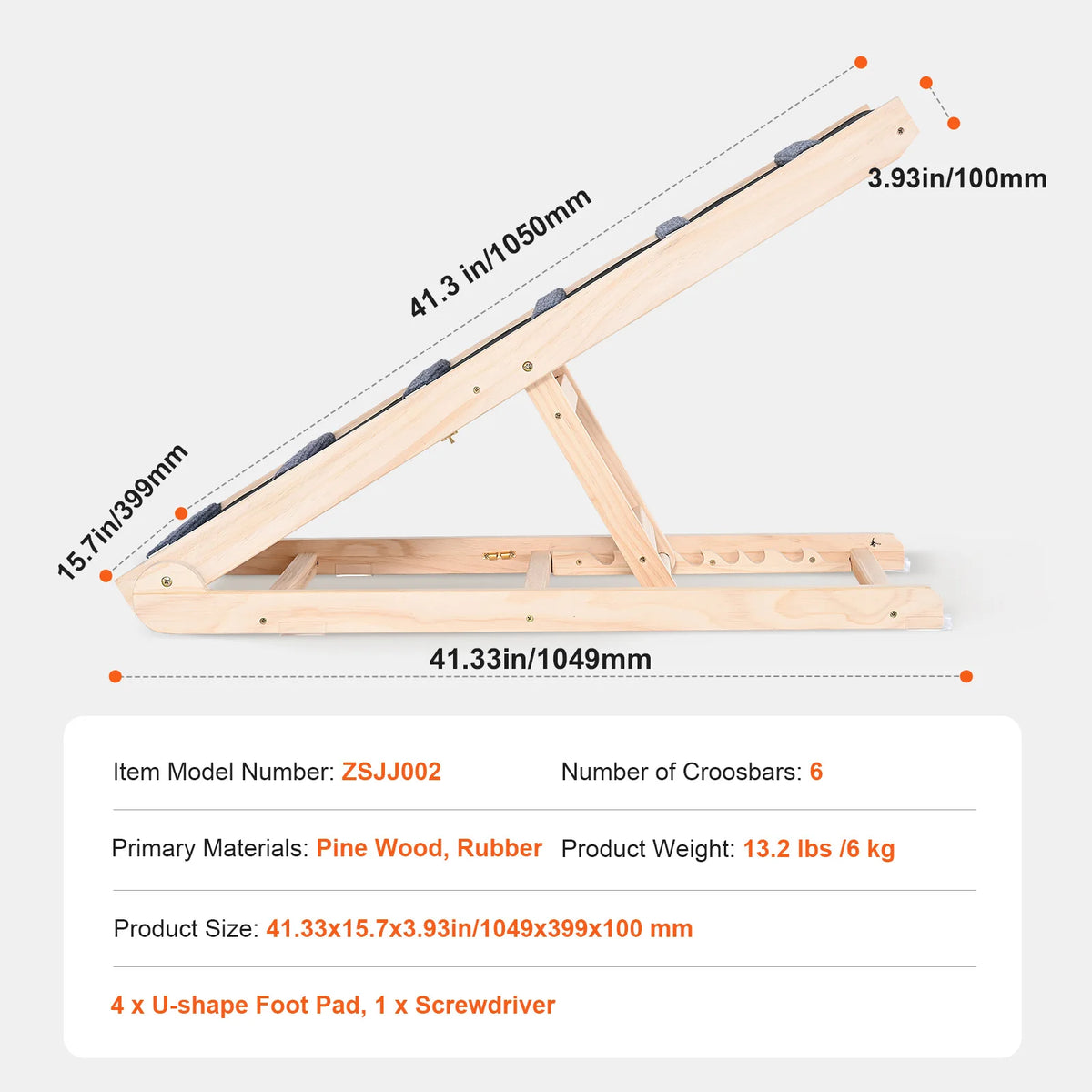 SucceBuy Adjustable Folding Dog Ramp With Non Slip Steps