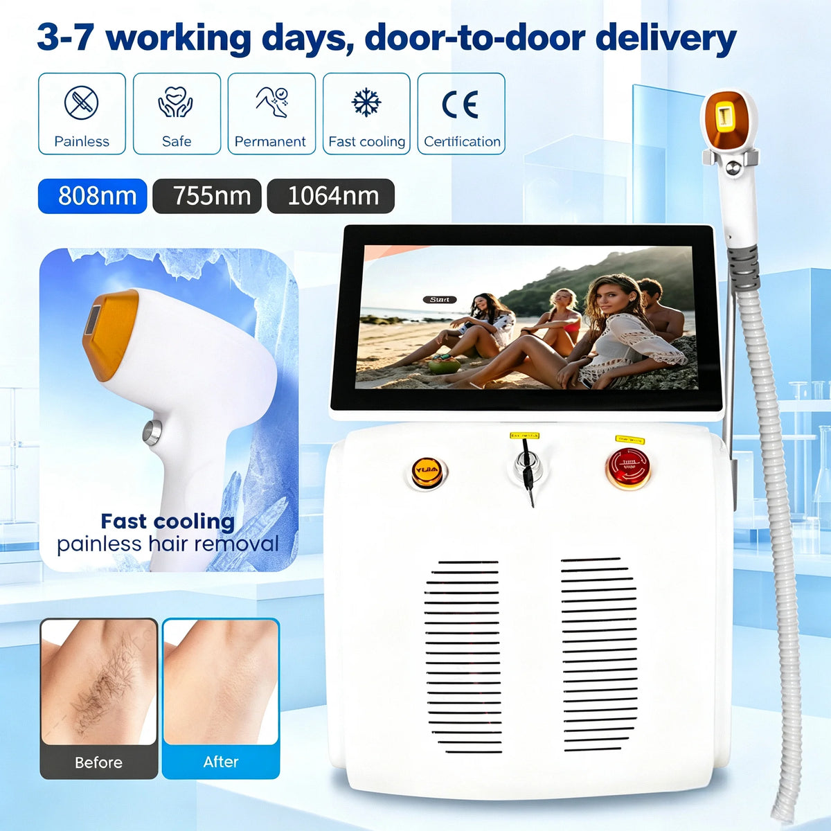 Myoslim 808Nm Diode Laser Hair Removal Ice Cold 5000W