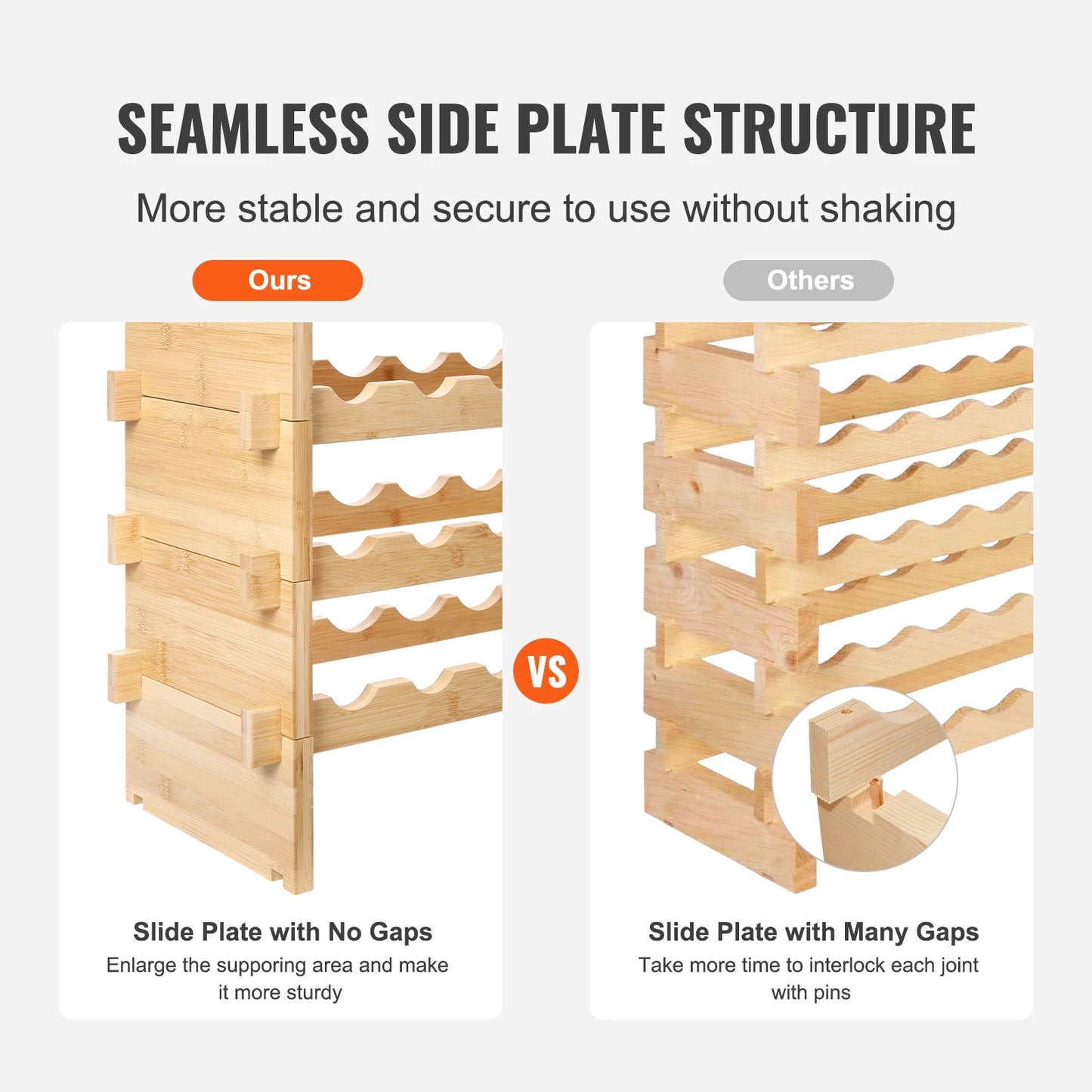 SucceBuy 8 Tier Stackable Bamboo Wine Rack Free Standing Shelf