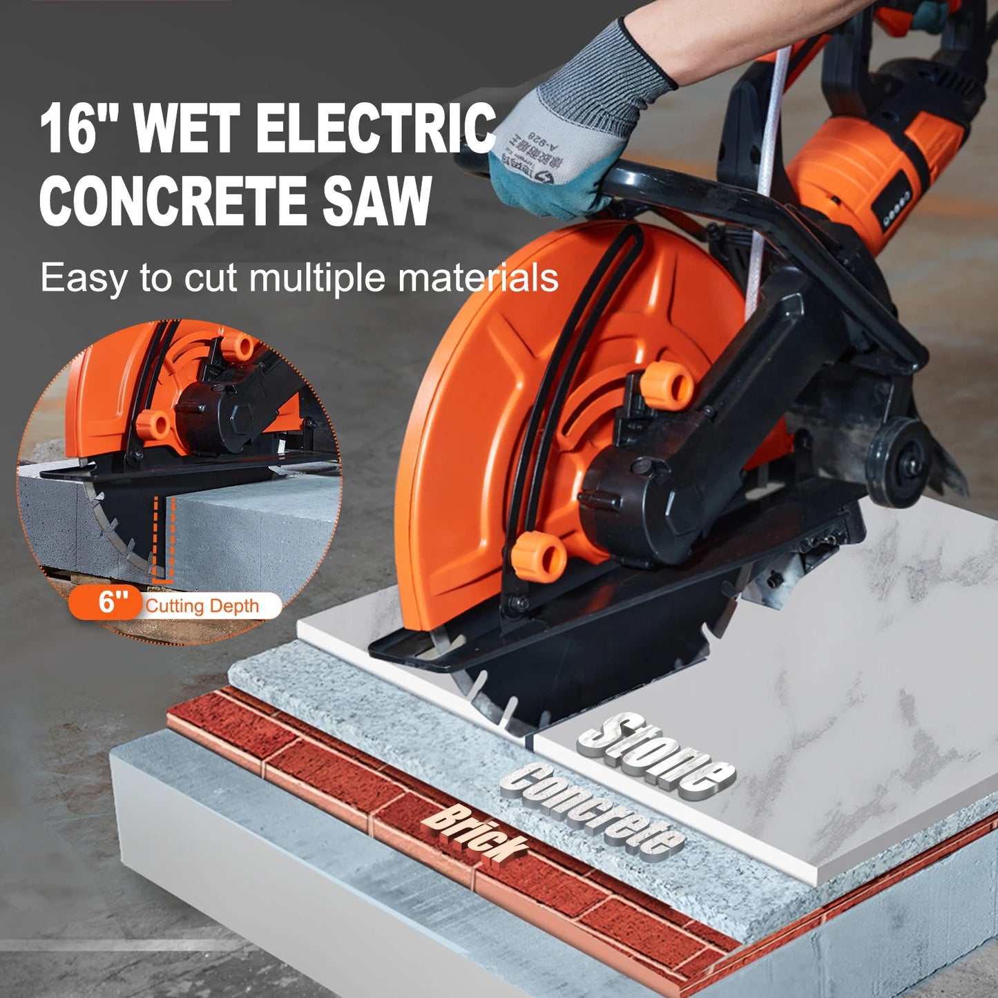 Electric Concrete Saw Wet Disk Cutter 3200W Power Tool